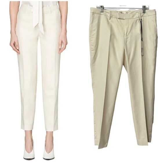Suitstudio Cotton-Silk Mid-Rise Sz 8 Medium New w Tags Off-White Straight-Leg Tr - Picture 1 of 14